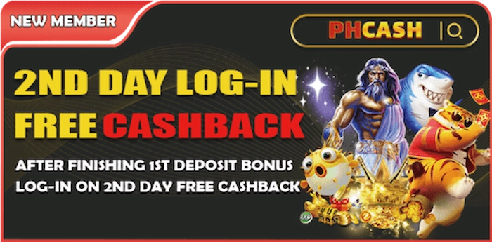 2nd Day Log-In Free Cashback